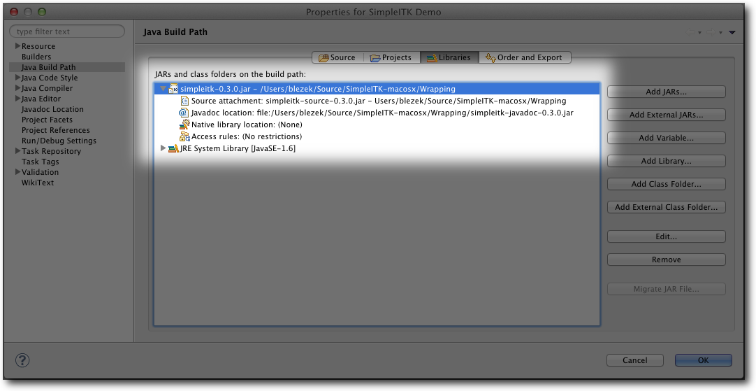 SimpleITK jar configuration