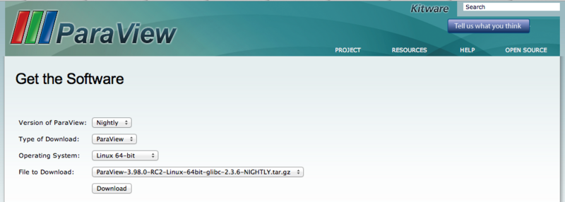 Downloading nightly binaries for ParaView